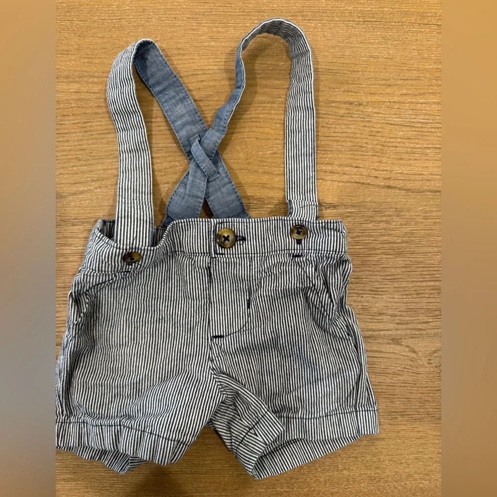 Carter's Navy and White Striped Baby Overalls - Picture 1 of 3